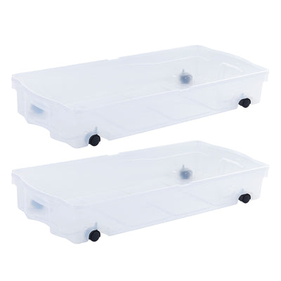 68 Qt Under Bed Wheeled Storage Boxes with Dual Hinged Lids (2 Pack) (Used)