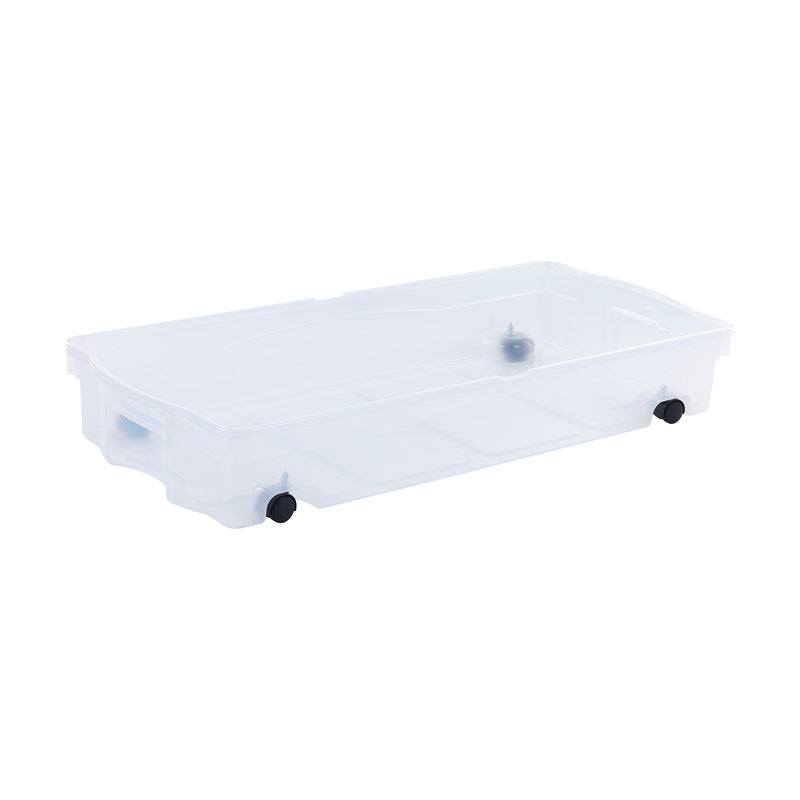 68 Qt Under Bed Wheeled Storage Boxes with Dual Hinged Lids (2 Pack) (Used)
