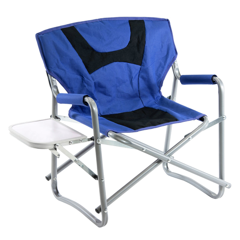 SlumberTrek Junior Outdoor Director Chair with Side Folding Table for Kids, Blue