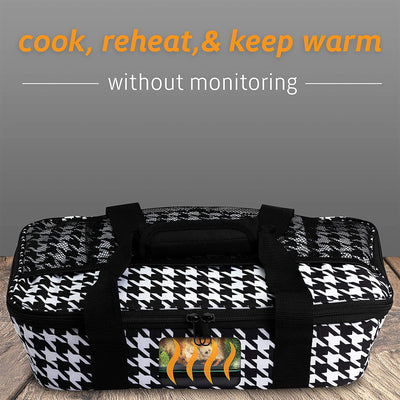 3 Quart Food Heat Warming Tote Carrier, 120 V, Houndstooth (Open Box)