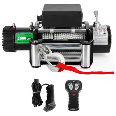 OFF ROAD BOAR Steel Electric Towing Winch Kit, 12V w/ 13000 Pound Max & Remote