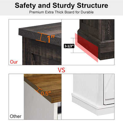OKD 60" Sliding Barn Door Farmhouse Highboy TV Table Stand, Dark Oak (Open Box) - VMInnovations