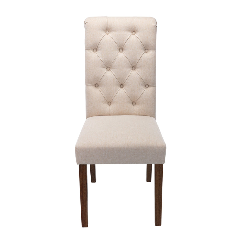 COLAMY Modern Tufted Armless Dining Chair, Solid Wood Legs,Beige(2 Pk)(Open Box)