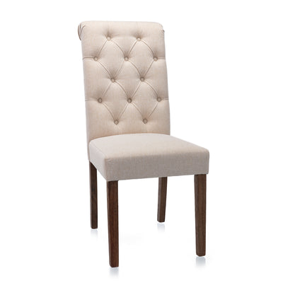 COLAMY Modern Tufted Armless Dining Chair, Solid Wood Legs,Beige(2 Pk)(Open Box)