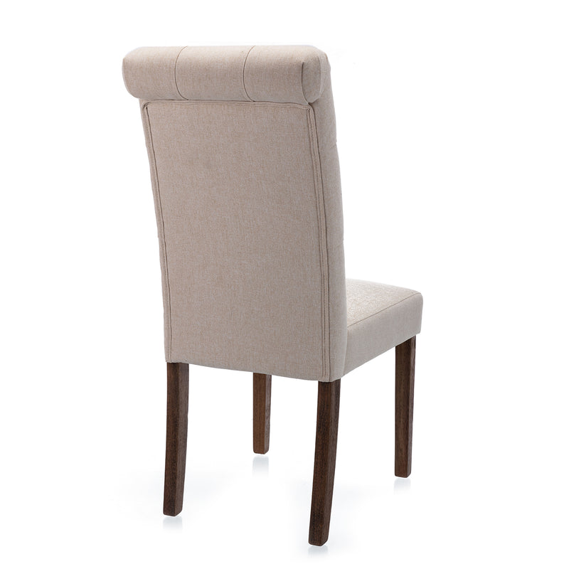 COLAMY Modern Tufted Armless Dining Chair, Solid Wood Legs,Beige(2 Pk)(Open Box)