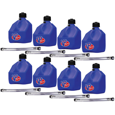 VP Racing 3 Gal Liquid Utility Container Jugs w/ Hoses, Blue (8 Pack)