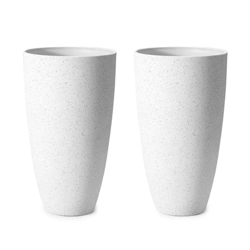 La Jolie Muse Tuileries 20 Inch Tall Speckled Outdoor Planter, White, Set of 2