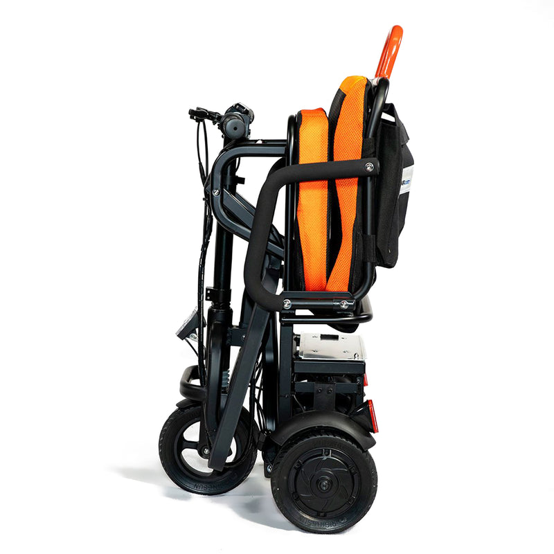 FeatherChair Ezfold Lightweight Electric Power Folding Scooter, Black and Orange