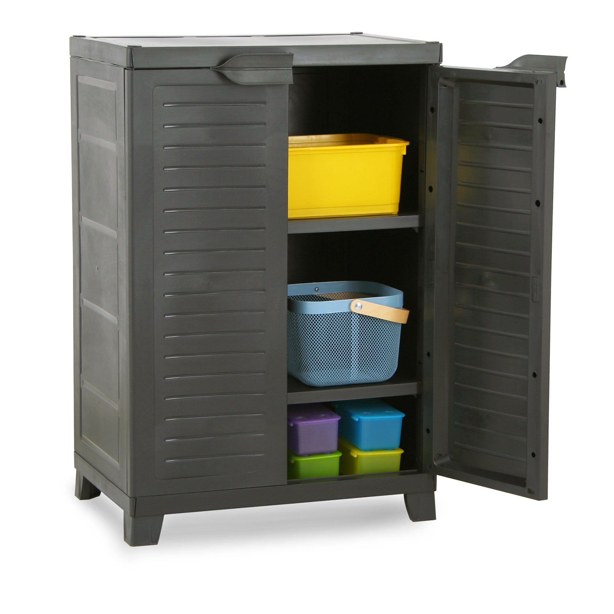 RAM Quality Products ELITE Adjustable 2 Shelf Storage Utility Cabinet, Dark Gray - VMInnovations