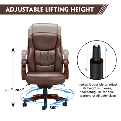 Delano Big & Tall Executive Office Chair w/ Lumbar Support, Brown (Open Box)