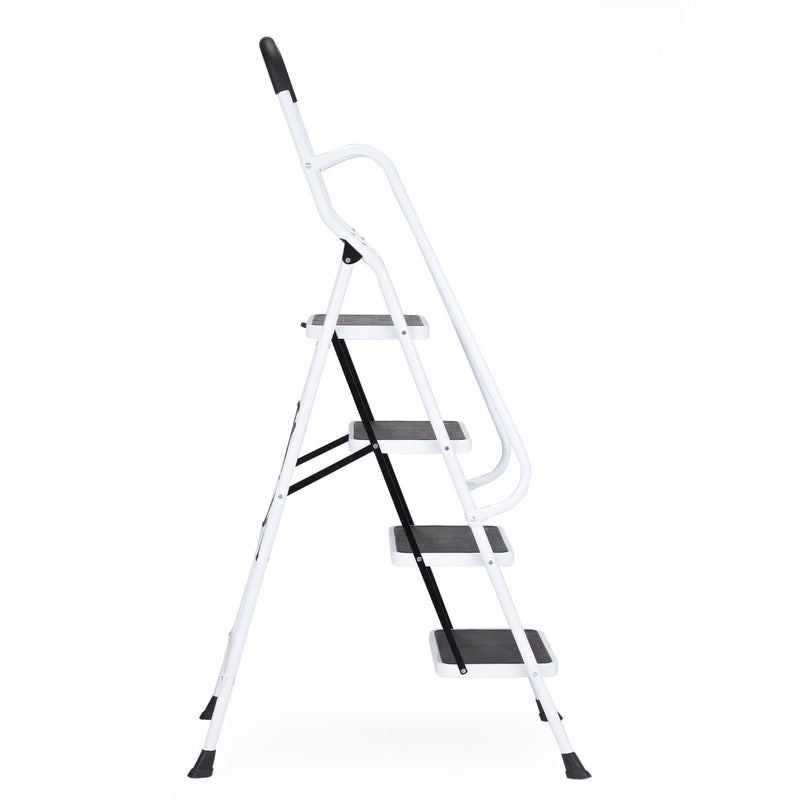JOMEED 4 Step Folding Collapsible Metal Home Kitchen Ladder Step Stool, White