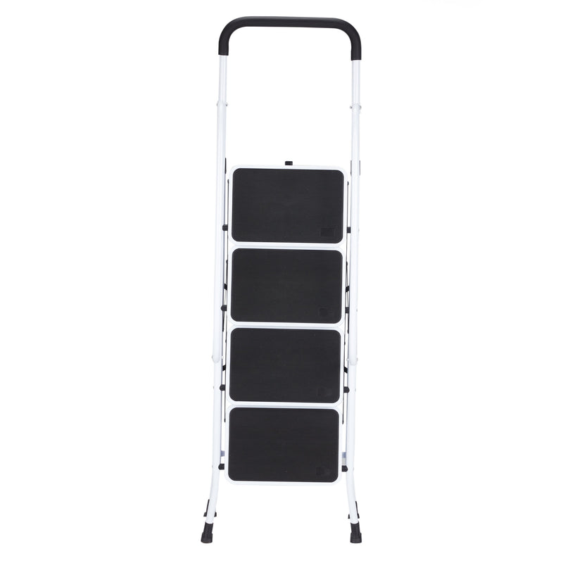 JOMEED 4 Step Folding Collapsible Metal Home Kitchen Ladder Step Stool, White