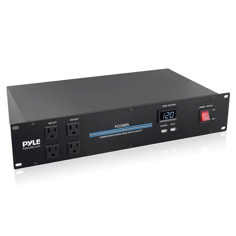 Pyle 3600 Watt 19" Rack Mount Power Conditioner Surge Protector w/ 20 Outlets
