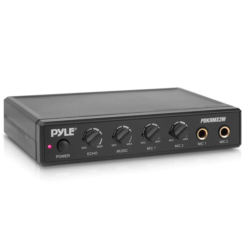 Pyle Karaoke Audio Mixer w/ Mic Level, Music Level, & Echo Controls (Open Box)