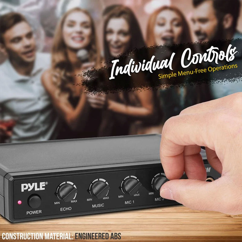 Pyle Karaoke Audio Mixer w/ Mic Level, Music Level, & Echo Controls (Open Box)