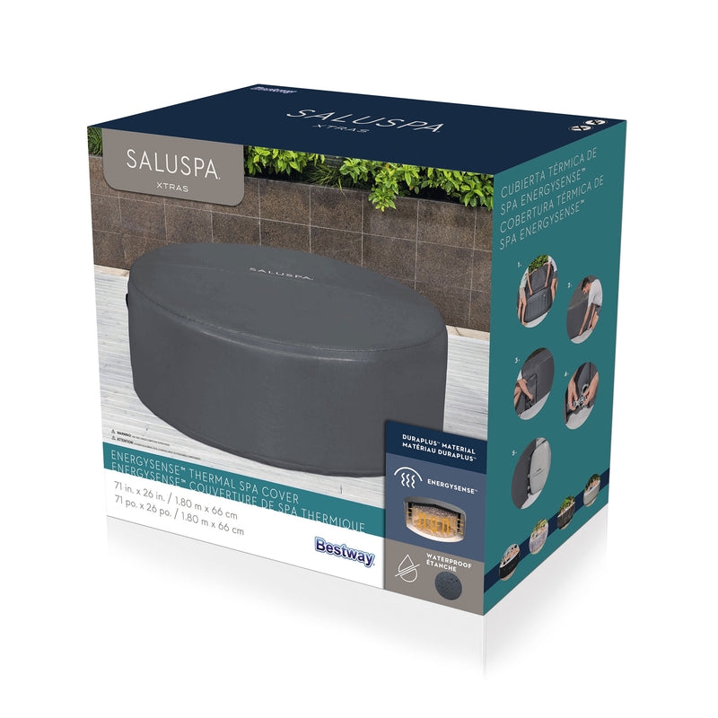 SaluSpa 71x26" EnergySense DuraPlus Waterproof Round Spa Cover, Gray (Used)