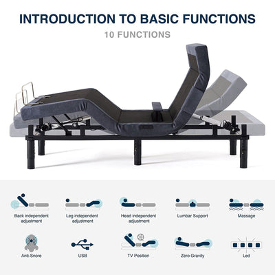 Applied Sleep Adjustable Bed Frame with Lumbar Support and App Control, Twin XL