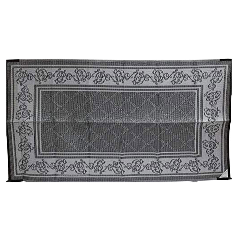EEZ-RV Products 9 x 18 Foot Reversible Outdoor Mat for Patios and RVs, Grey Vine