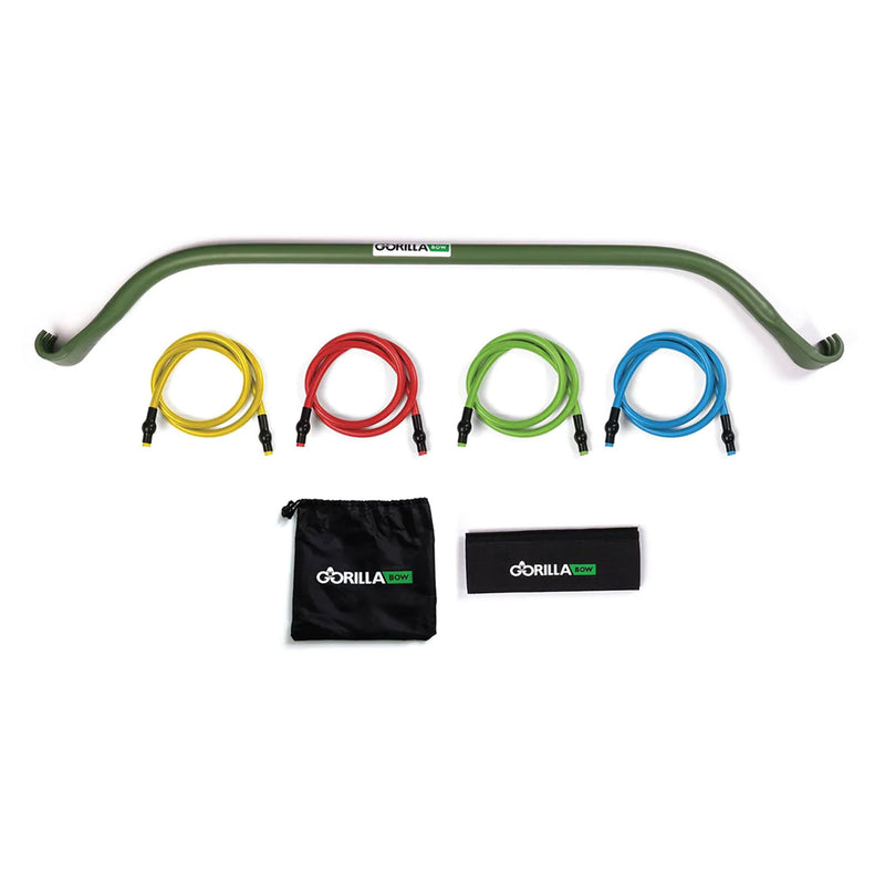 Gorilla Bow Green Exercise Bow with Heavy Resistance Bands and Protective Sleeve