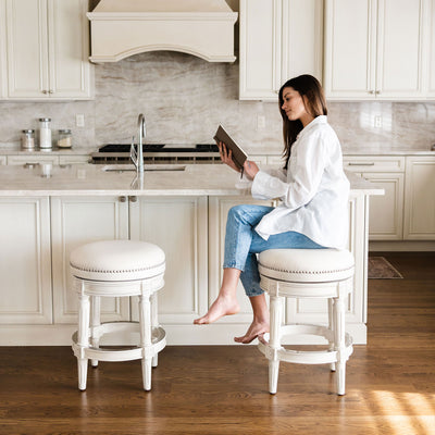 Maven Lane Pullman Backless Swivel Bar Stool, White Oak, Counter Height (Used)