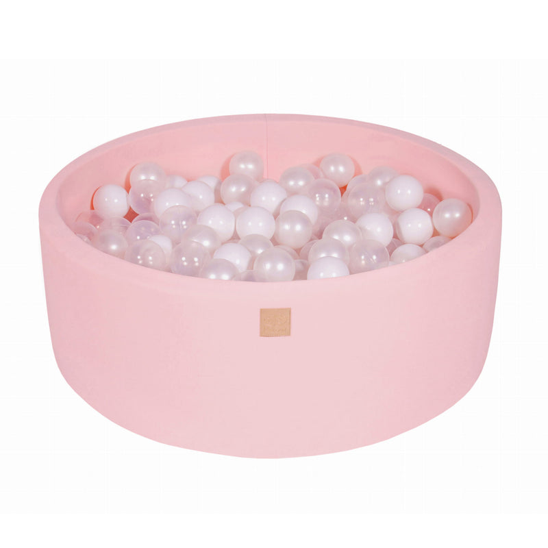 MeowBaby Round 35" x 11.5" Foam Ball Pit w/ 200 Balls, Light Pink/Pearl (Used)