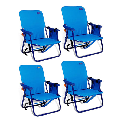 Copa Backpack Single Position Folding Aluminum Beach Chairs, Turquoise (4 Pack)