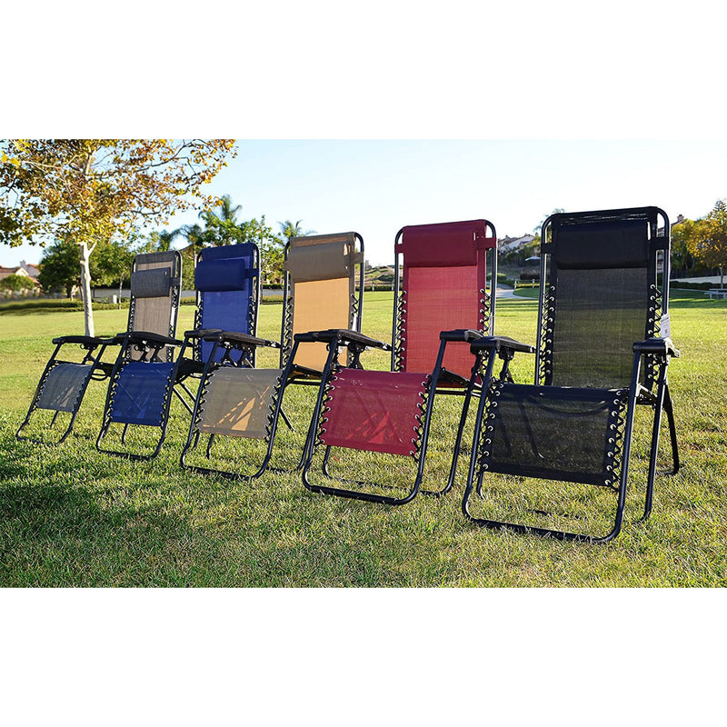 Caravan Sports Zero Gravity Outdoor Folding Camping Patio Lounge Chair, Blue