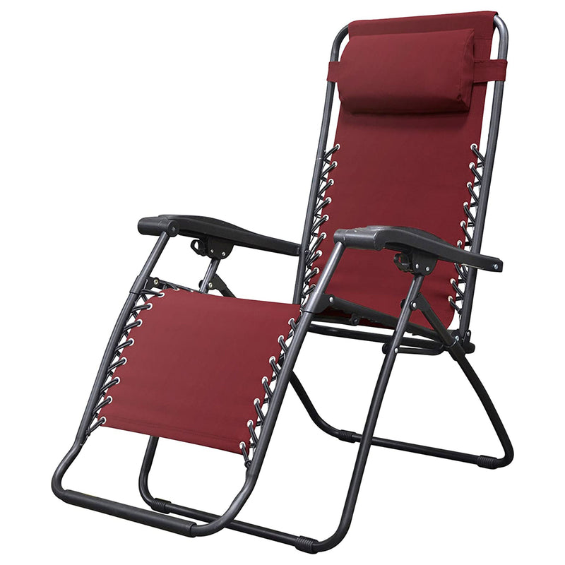 Caravan Sports Zero Gravity Outdoor Folding Camping Patio Lounge Chair, Burgundy