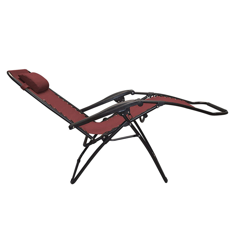 Caravan Sports Zero Gravity Outdoor Folding Camping Patio Lounge Chair, Burgundy