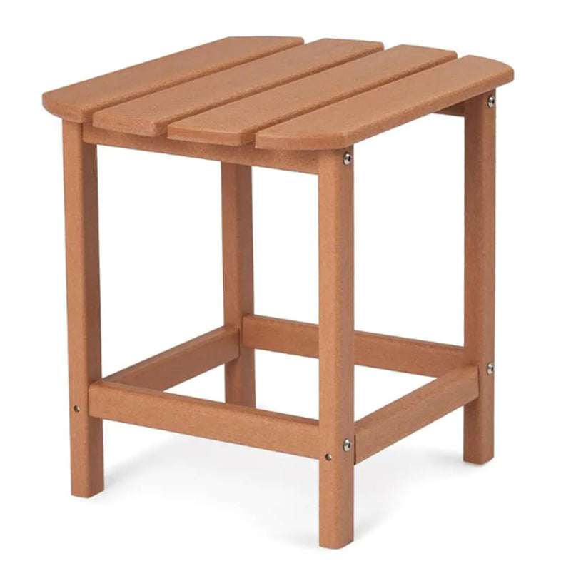 HDPE All Weather Outdoor Patio Lawn Garden End Side Table, Teak (Open Box)