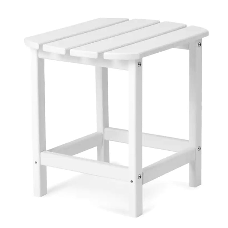 Edyo Living HDPE All Weather Outdoor Patio Lawn Garden End Side Table, White