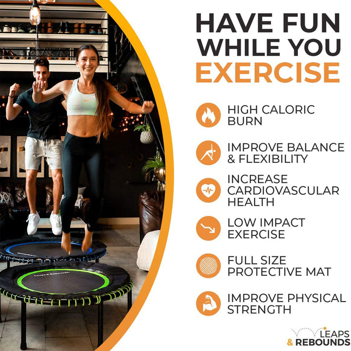 LEAPS & REBOUNDS 40" Mini Fitness Gym Trampoline & Rebounder, Green (Used)