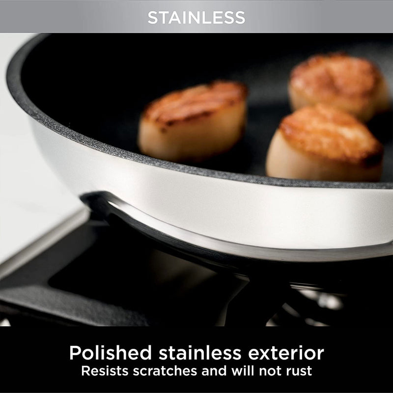 NeverStick Stainless Steel Oven Safe 10.25" and 12" Fry Pan Set (Open Box)