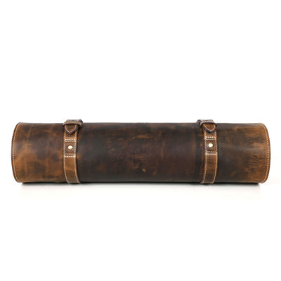 Aaron Leather Goods Tuscania Knife Roll Storage Bag Case, Cedar & Royal Blue - VMInnovations