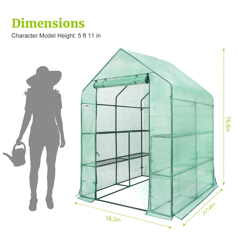 Hanience Walk-in Outdoor/Indoor Covered Plant Greenhouse with 8 Wired Shelves