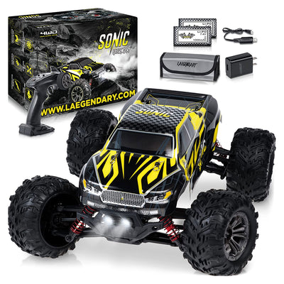 LAEGENDARY Sonic 1:16 Scale RC Remote Control Car, Up to 25 MPH, Black/Yellow
