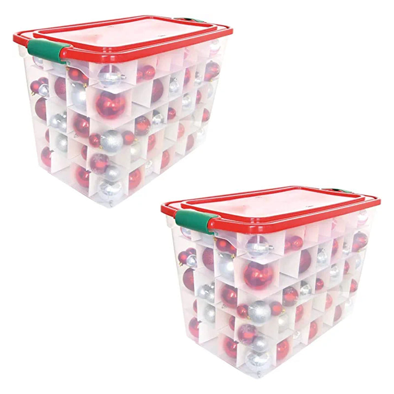 Homz 112 Qt Latching Holiday Plastic Storage Container Tote Box, Clear (4 Pack)