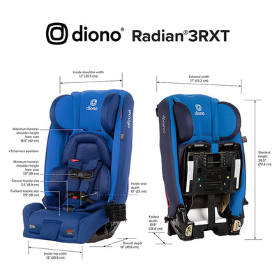 Diono Radian 3RXT Slim Fit Steel Core 4 in 1 Convertible Car Seat, Blue Sky