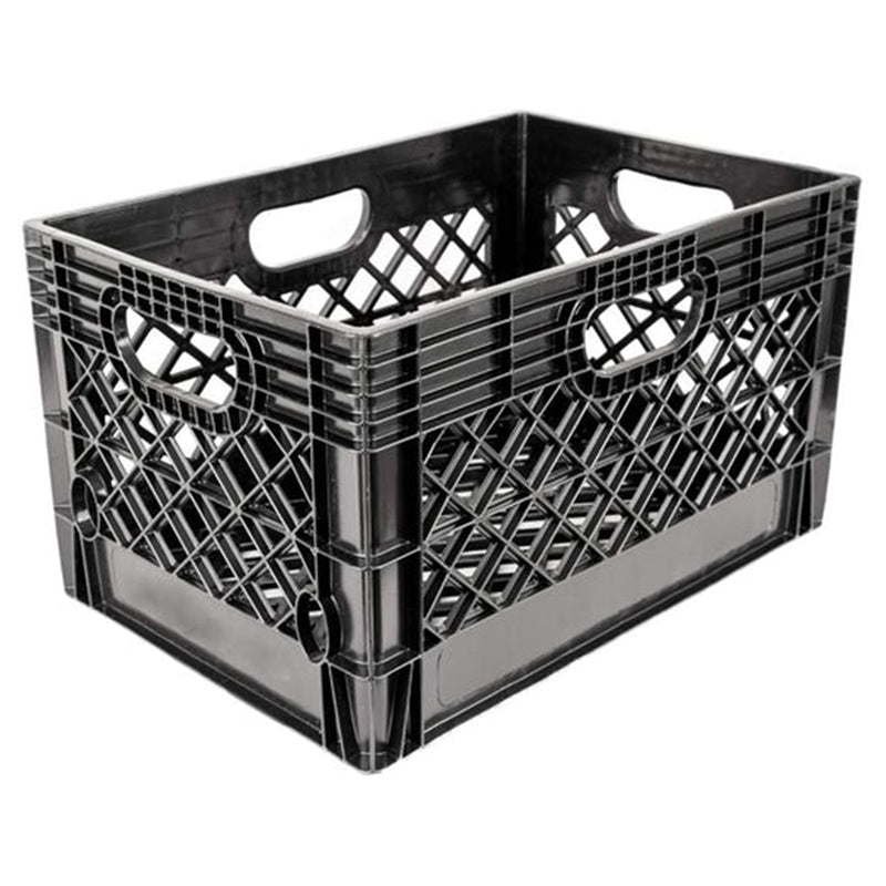 Juggernaut Storage 24 Quart Stackable Storage Crate with Handles, Black (3 Pack)