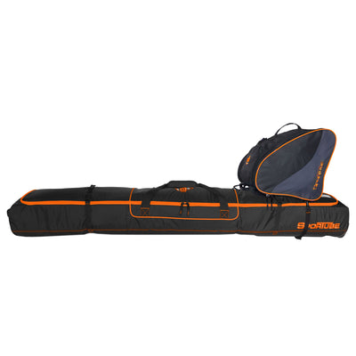 Sportube Wheeled Padded 3 Pair Ski Shield/2 Snowboard Luggage Bag, Black/Orange