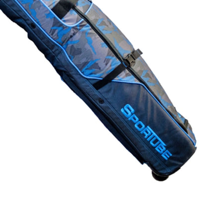 Sportube Wheeled Padded 3 Pair Ski Shield/2 Snowboard Luggage Bag, Camo Blue