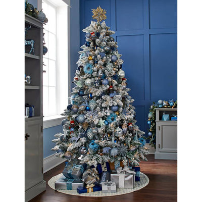 NOMA 7 Foot Flocked Cypress Prelit Artificial Christmas Tree w/Multicolor Lights