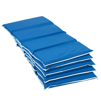 Children's Factory 2 Inch Tough Duty Daycare Folding Rest Mat, Blue (5 Pack)
