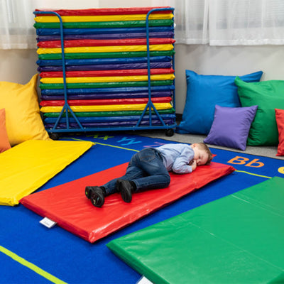 Children's Factory 2 Inch Daycare Floor Sleeping Rest Mats, Rainbow (Set of 5)
