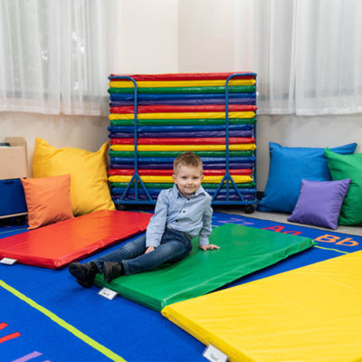 Children's Factory 2 Inch Daycare Floor Sleeping Rest Mats, Rainbow (Set of 5)