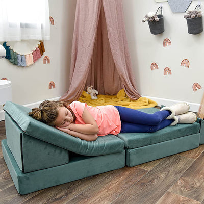 Children's Factory Multipurpose Whatsit Flexible Seating Kids Sofa Couch, Teal