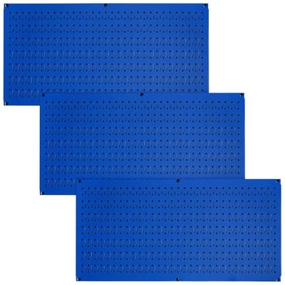 Wall Control 32" x 16" Horizontal Pegboard Garage Tool Organizer, Blue (3 Pack)