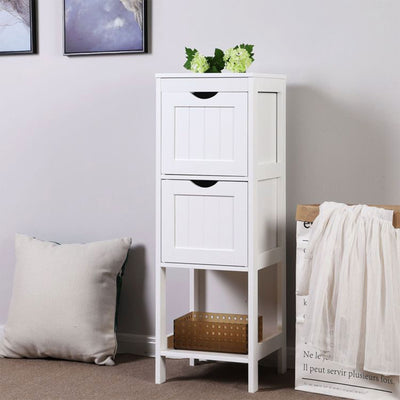 VASAGLE 2 Drawer Multifunctional Storage Cabinet Organizer Tower, White (Used) - VMInnovations