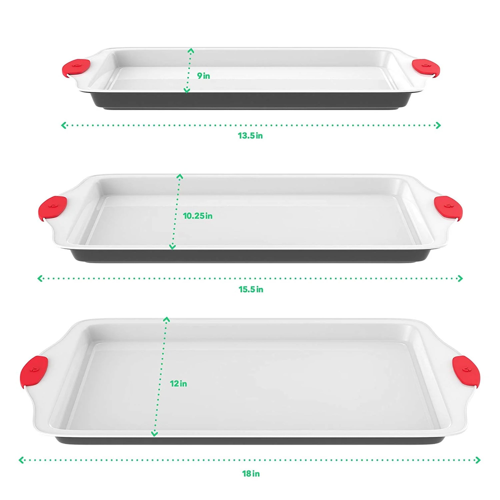 Vremi Trilogy Kitchen Baking Set with Quarter, Medium, & Half Sheet Pan (3 Pack) - VMInnovations