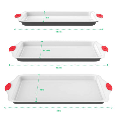 Vremi Trilogy Kitchen Baking Set with Quarter, Medium, & Half Sheet Pan (3 Pack) - VMInnovations